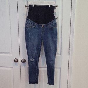 H&M Blue Boyfriend Maternity Jeans with Distressed Details